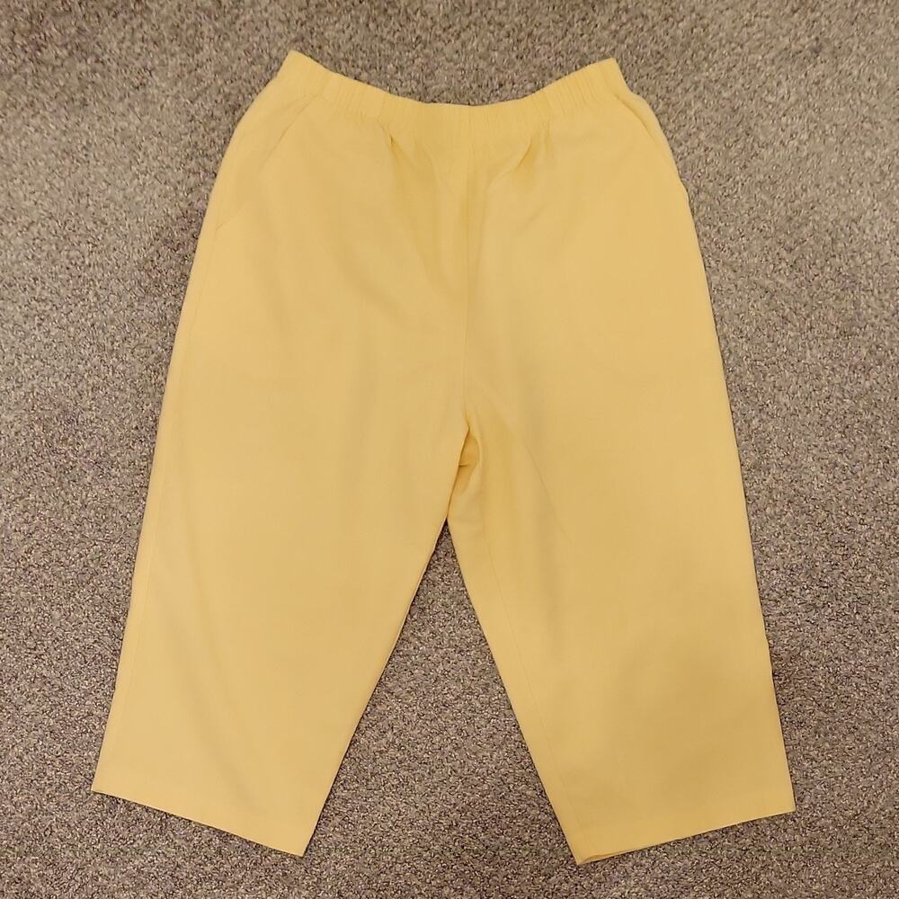 Briggs Yellow Women's Flat Front Pants Poly Waist Pockets Vintage Made in USA